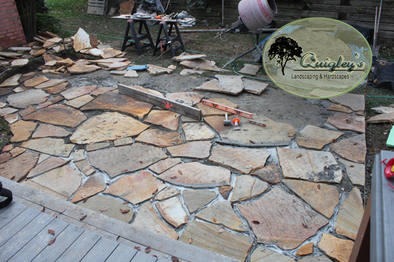 We are grouting the flagstone in this image for a patio we made in Brentwood Tennessee. 